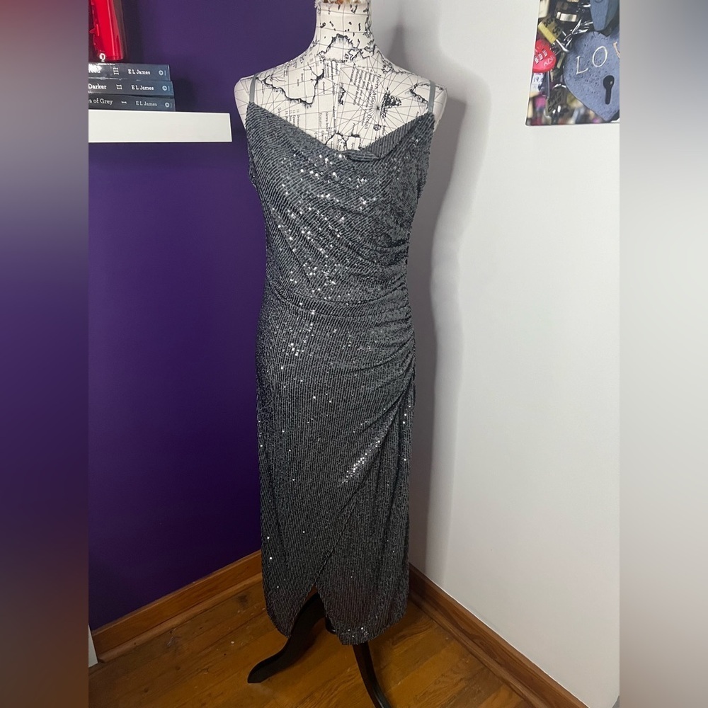 Laundry by Shelli Segal Sequined Spaghetti Strap Dress